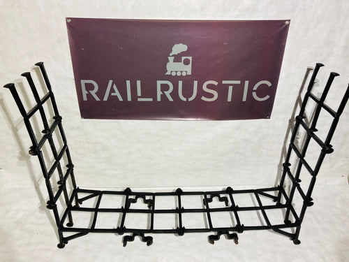 wood rack, handmade wood rack, rustic wood rack, railspike wood rack