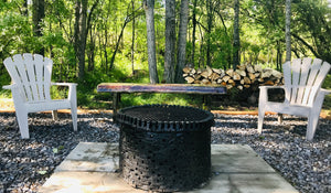 handmade fire pit, rustic fire pit, railspike fire pit, rustic, outdoor rustic decor, fire pit